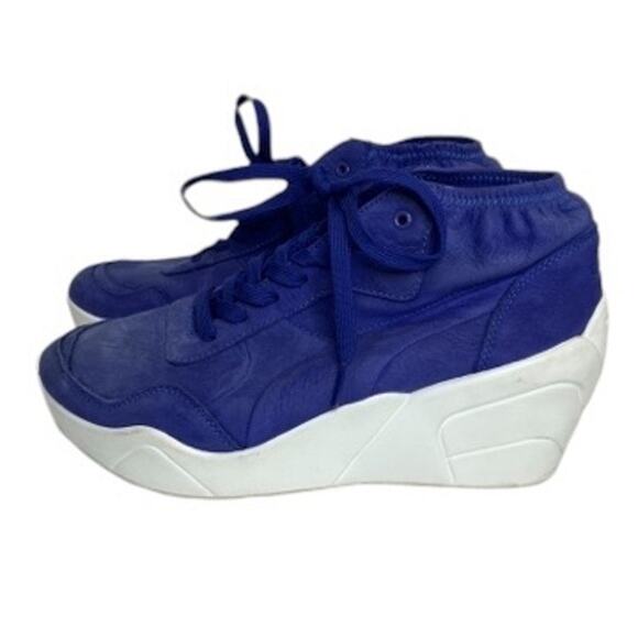 Puma Sport Women's Blue Suede Trinomic Wedge Sneakers Size 9 - Picture 1 of 13